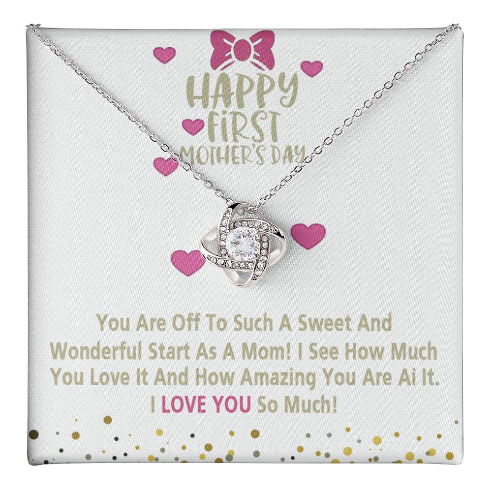 Happy Morther's Day Necklace, To My Mother Lovev Knot Necklace Gift Form Daughter, First Mother Day Necklace Gift, Mother And Daughter Gift Necklace For Mother Gift Necklace Jewelry Gift For Women Love Knot Necklace 6323