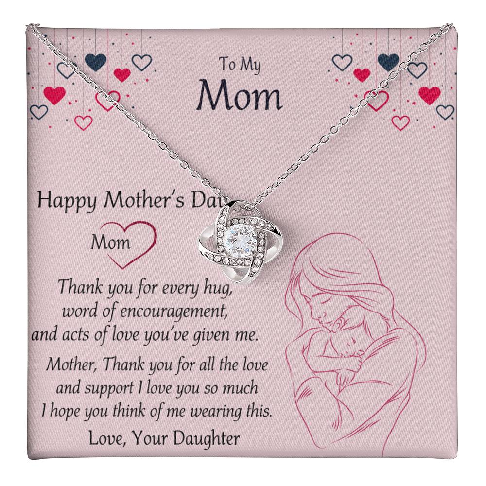 Happy Mothers Day Necklace, To My Mom Necklace From Mom, Mother Day Jewelry Gift Personalized Mothers Day Necklace Gifts For Mom Mother To Daughter Thank Gift Love Knot Necklace For Mom Jewelry Love Knot Necklace 6323