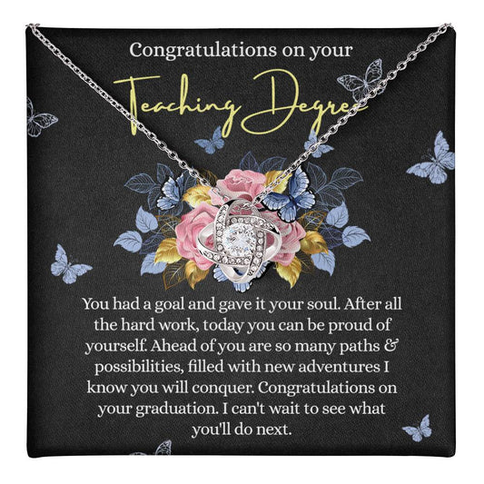 Teacher Degree Graduation Gift Necklace, Graduation Gift For Teachers, Congratulations On Your Teaching Degree Necklace, New Teacher Gift Necklace On PhD Graduation Gift Class of 2026 Graduating