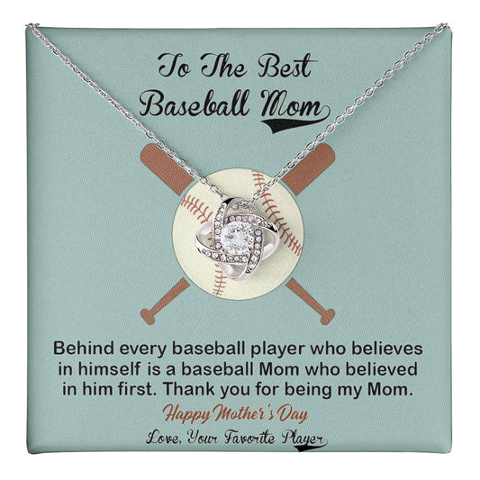 Baseball Mom Gift Necklace, To the Best Baseball Mom Necklace From Daughter, Favorite Player Necklace Gift For Mom, Baseball Mom Love Knot Necklace Jewelry Gift For Women, To The Best Mom Necklace Love Knot Necklace 6323