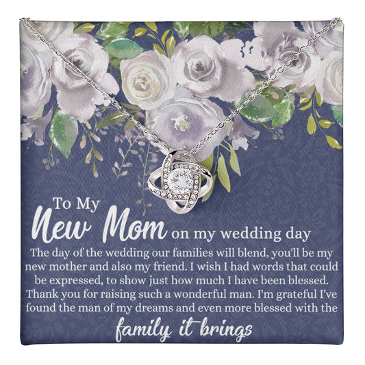 New Mom Necklace - To My New Mom Love Knot Necklace Gift From Daughter, My Wedding Day Necklace Gift For Mom, Wedding Mom Gift Necklace From Daughter, New Mom On My Wedding Day Gift Necklace For Mom Love Knot Necklace 6323