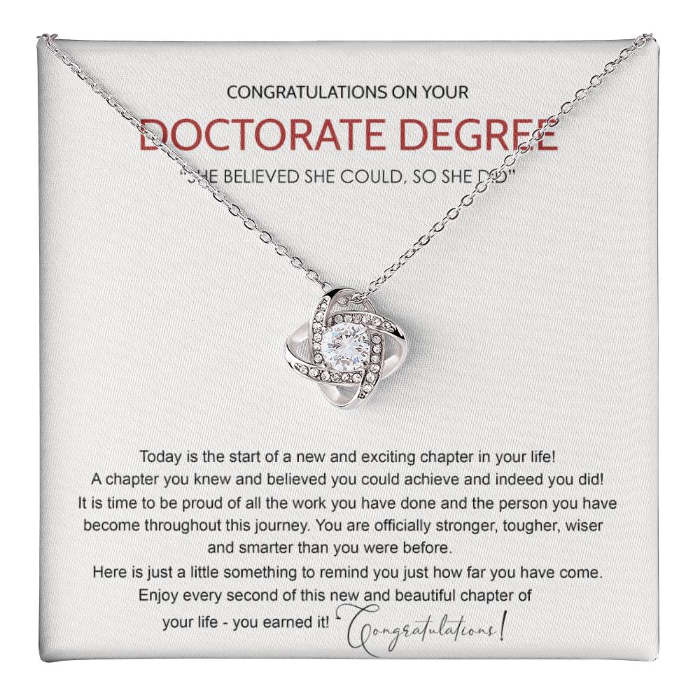 Doctorate Degree Graduation Love Knot Necklace Gift On PhD Doctoral Graduation Gift Graduate Graduating Class of 2024 Necklace Congrats Graduation Knot Pendants Gift For Daughter, Granddaughter Niece Love Knot Necklace 6323