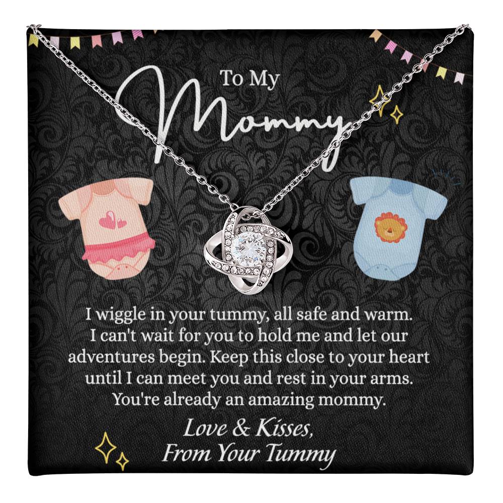To My Mommy Love Knot Necklace, Mommy Gifts Necklace from Baby, Mommy Gift Necklace from Baby to Mom On Birthday, Gifts for Mom from Baby, New Mom Gift From Husband, New Mom Jewelry Gift For Wome Love Knot Necklace 6323