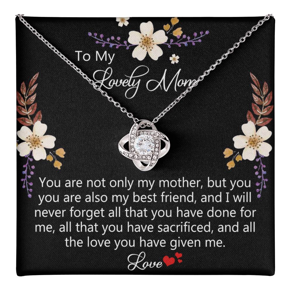Lovely Mom Necklace, To My Mom Necklace From Daughter Gift For Mom On Birthday Gift Anniversary, Mother' Day Wedding Day Necklace Gift For Mom, Lovely Mom Jewelry Gift For Women, Mom Gift Necklace Love Knot Necklace 6323