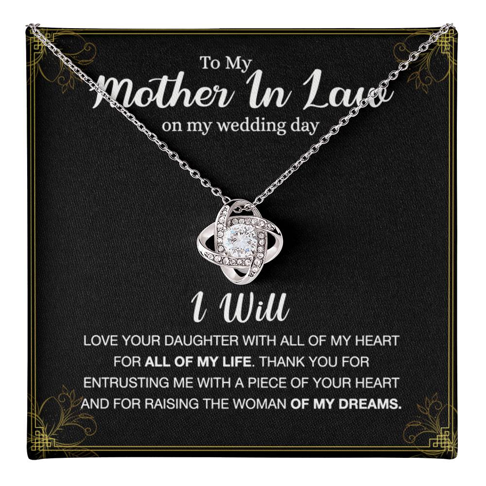 Mother In Law Gift Necklace, To My Mother In Law Love Knot Necklace Gift From Daughter, Mother In Law On My Weding Day Necklace, The Love Knot Necklace Gift On Wedding Day For Mother In Law Jewelry Love Knot Necklace 6323