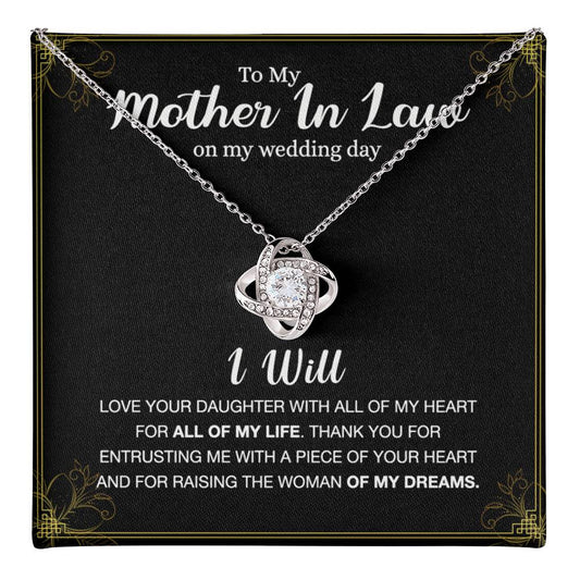 Mother In Law Gift Necklace, To My Mother In Law Love Knot Necklace Gift From Daughter, Mother In Law On My Weding Day Necklace, The Love Knot Necklace Gift On Wedding Day For Mother In Law Jewelry Love Knot Necklace 6323