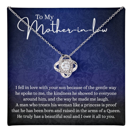 To My Mother in Law Love Knot Necklace, Mother in Law Jewelry Gift Box, Gift Card For Mom, Necklace for Mother in Law Jewelry Gift For Women, To My Mother-in-law On Wedding Day Mother's day Necklace Love Knot Necklace 6323
