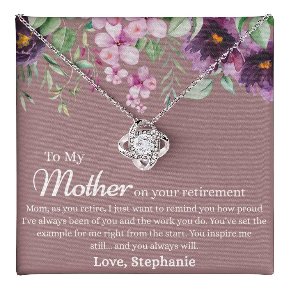 To My Mother Love Knot Necklace, Mom Retirement Gift Necklace, Happy Retirement Gift, Best Retirement Gift For Mom, Gift Necklace For Retiring Mother, Necklace Gift for Mom Mother On Your Retirement Love Knot Necklace 6323