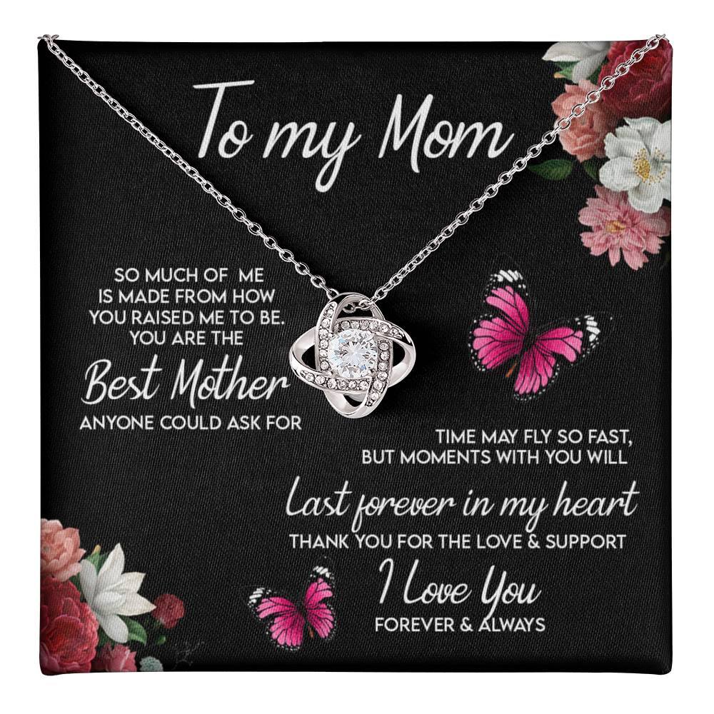 Mom Gift Necklace, To My Mom Necklace From Daughter, Love Knot Necklace Gift For Mom, Happy Mother's Day Necklace Gift Forever And Always Pendant Gift For Mom, Jewelry Gift For Women, Mom Butterfly Love Knot Necklace 6323