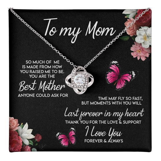 Mom Gift Necklace, To My Mom Necklace From Daughter, Love Knot Necklace Gift For Mom, Happy Mother's Day Necklace Gift Forever And Always Pendant Gift For Mom, Jewelry Gift For Women, Mom Butterfly Love Knot Necklace 6323