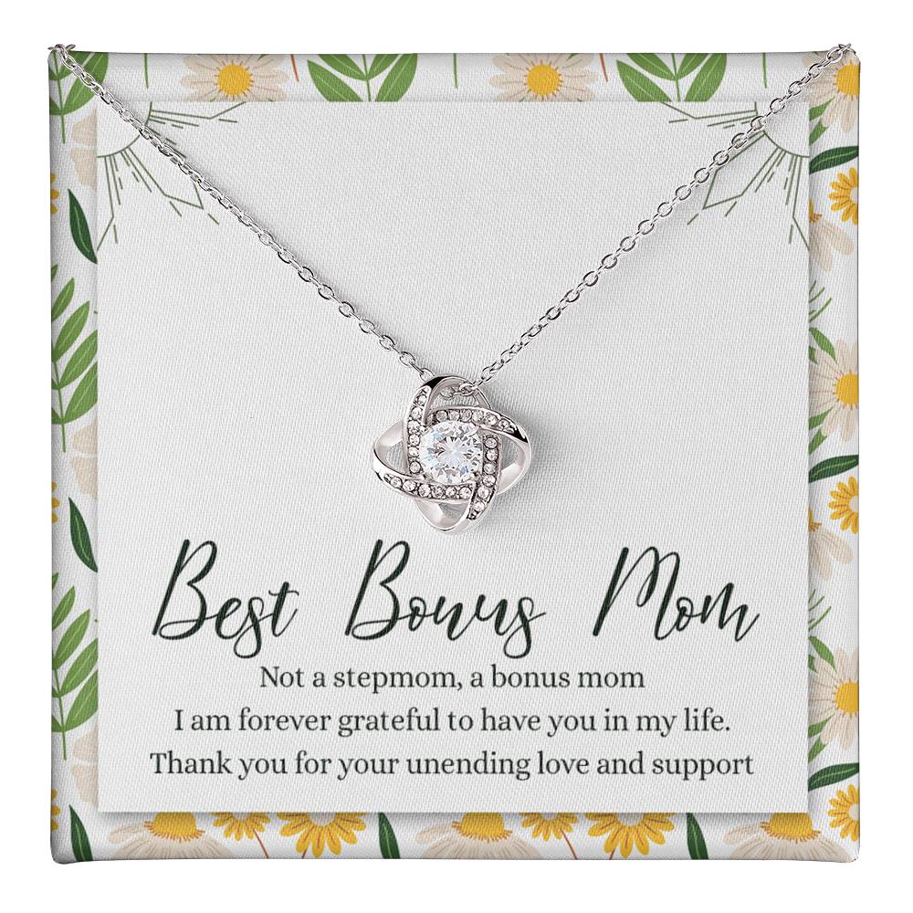 Bonus Mom Gift Necklace, To My Bonus Mom Love Knot Necklace Gift From Daughter, To The Best Bonus Mom Necklace, Step Mom Wedding Gift Necklace Jewelry Gift For Women, Bonus Mom Love Knot Pendant Love Knot Necklace 6323