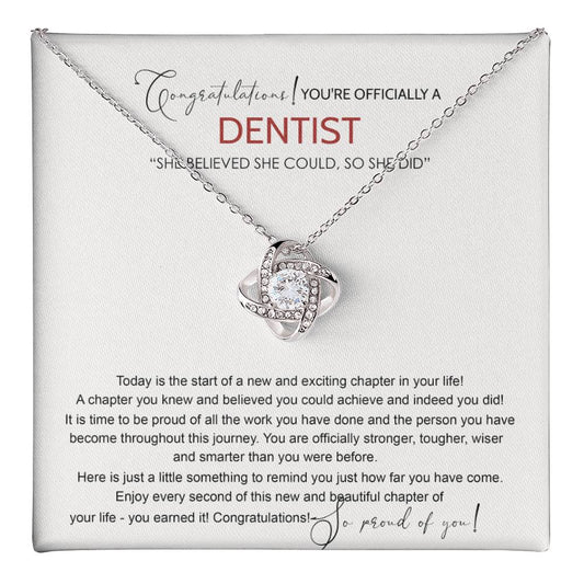Dentist Graduation Gift Necklace, Dental Student Graduation Jewelry Gift For Her, Doctor of Dental Medicine Graduate, Dentist Jewelry Dentist Necklace Gift For Daughter Granddaughter Sister Niece Love Knot Necklace 6323