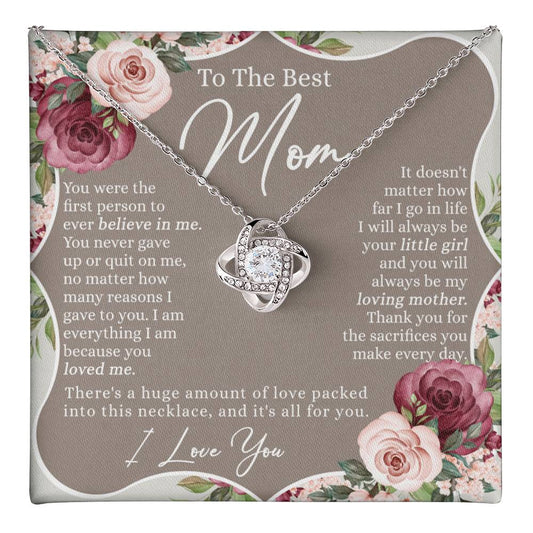 Mom Gift Necklace, To The Best Mom Love Knot Necklace Gift From Daughter, Mother And Daughter Gift Necklace Personalized Gift Necklace For Mom, Mother Thank You Love Knot Necklace Gift For Women Love Knot Necklace 6323