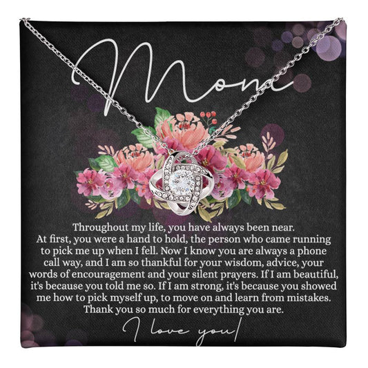 Mom Gift Necklace, To My Mom Love Knot Necklace From Daughter, Thank You Necklace Gift For Mom, Mother's Day Necklace Gift For Mom, Birthday Gift For Mom, Anniversary Jewlry Gift For Women Love Knot Necklace 6323