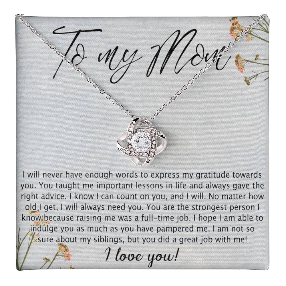 Mom Gift Necklace, To My Mom Love Knot Necklace Gift From Daughter Son Gift For Mom, Mother And Daughter Gift Necklace Personalized Gift Necklace For Mom Pendant, Love Knot Necklace Gift For Women Love Knot Necklace 6323
