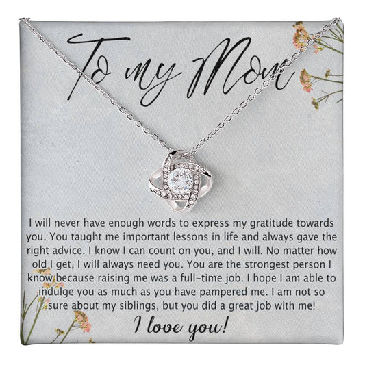 Mom Gift Necklace, To My Mom Love Knot Necklace Gift From Daughter Son Gift For Mom, Mother And Daughter Gift Necklace Personalized Gift Necklace For Mom Pendant, Love Knot Necklace Gift For Women Love Knot Necklace 6323