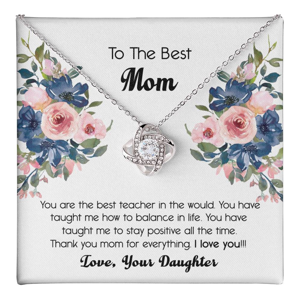 Thank You For Mom Necklace, To The Best Mom Love Knot Necklace Gift From Daughter And Mother Love Knot Pendant Gift For Mom Bonus Mom Gift Necklace, Teacher Mom Necklace, Jewelry Gift For Women