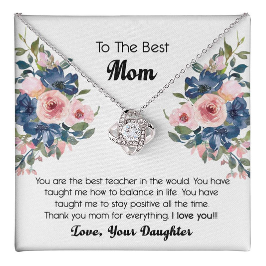 Thank You For Mom Necklace, To The Best Mom Love Knot Necklace Gift From Daughter And Mother Love Knot Pendant Gift For Mom Bonus Mom Gift Necklace, Teacher Mom Necklace, Jewelry Gift For Women