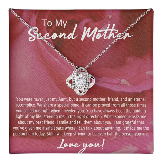 1Second Mother Necklace, To My Second Mom Love Knot Necklace From Son, Second Mother Gift Necklace, Mother Pendant Gift Necklace From Daughter Or Son, Jewelry Gift For Women, Boyfriend's Mom Gift Love Knot Necklace 6323