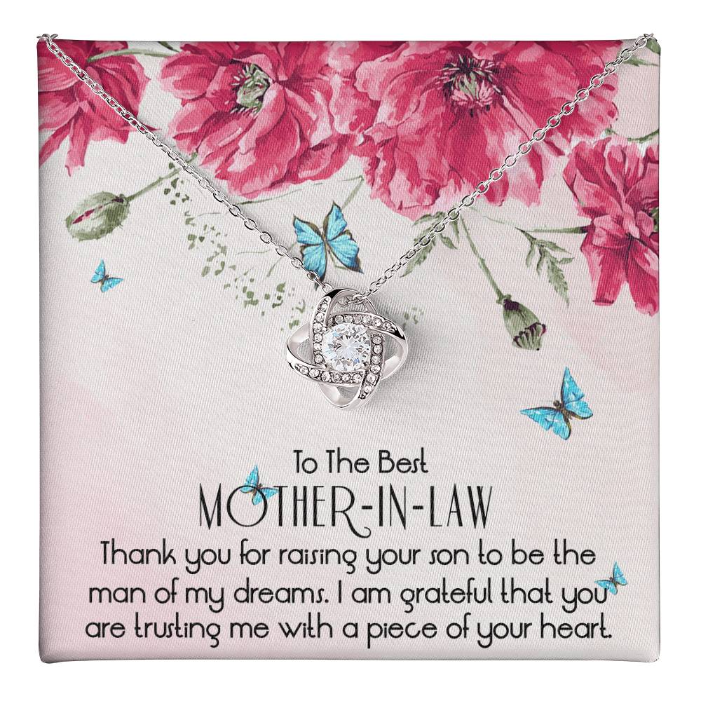 To The Best Mother In Law Necklace, Mother In Law Gifts, Mothers Day Gifts Necklace Love Knot Necklace 6323