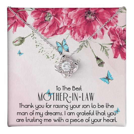 To The Best Mother In Law Necklace, Mother In Law Gifts, Mothers Day Gifts Necklace Love Knot Necklace 6323