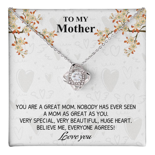 Great Mom Necklace, To My Mother Necklace From Daughter, The Love Knot Necklace Gift For Mom, Jewelry Gift For Women, Mother And Daughter Gift Necklace I Love You From Daughter To Mom Pendant Love Knot Necklace 6323