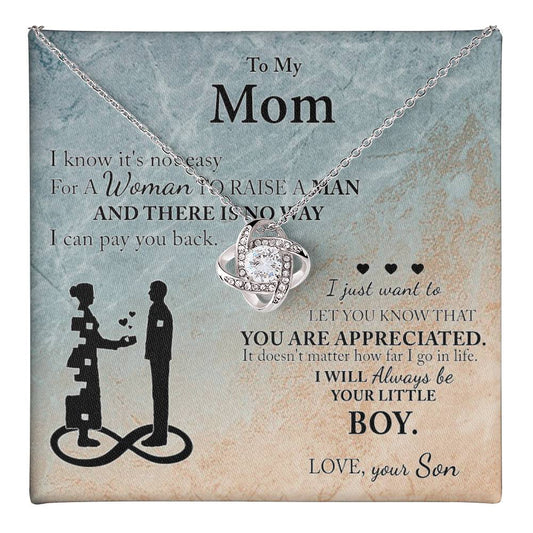 Mom Gift From Son To Mother Necklace Thoughtful Birthday Gift Sentimental Love Knot Necklace 6323