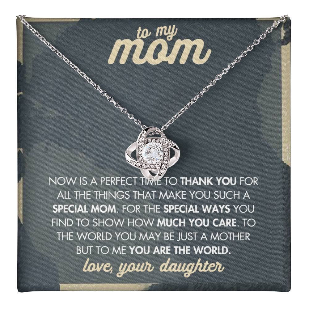 Mother And Daughter Necklace, To My Mom Love Knot Necklace From Daughter, Now Is A Perfect Time To Thank You Necklace Gift For Mom, Mother On Birthday Gift Anniversary Wedding Day Necklace For Mom Love Knot Necklace 6323