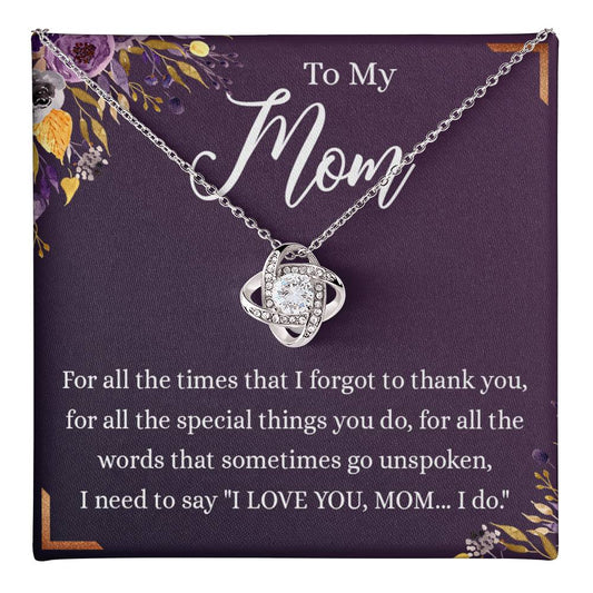 Mother Gift Necklace, To My Mom Love Knot Necklace From Daughter, Mother's Day Necklace Gift, Retriment Anniversary Necklace Gift For Mom, Bonus Mom Present for Mom Necklace Jewelry Gift for Women Love Knot Necklace 6323