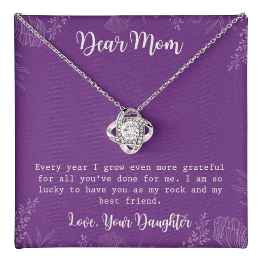 Dear Mom Necklace, To My Mom Love Knot Necklace From Daughter My Best Friend Gift Necklace For Mom, Birthday Gift For Mom, Anniversary Pendant Gift For Mom, Jewelry Gift For Mom From Daughter Git Love Knot Necklace 6323