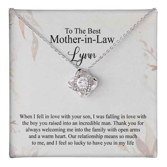 Mother In Law Gift Necklace, To The Best Mother In Law Necklace From Daughter In Law, Personalized Necklace Gift For Mom, Happy Mother's Day Necklace Gift For Mom, Jewelry Gift For Mother In Law Love Knot Necklace 6323