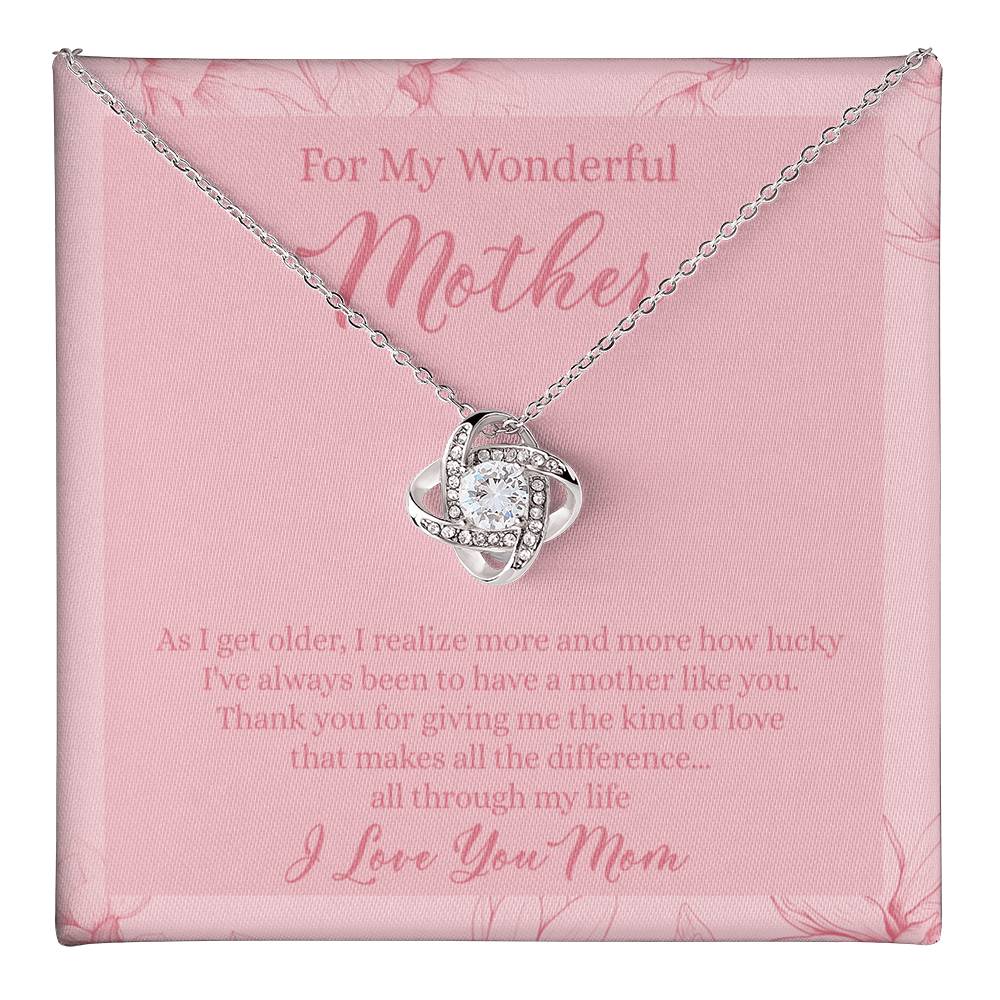 Wonderful Mother Gift Necklace, To My Wonderful Mother Love Knot Necklace, Birthday Gift Necklace From Daughter, Mothers Day Necklace Gift for Mom, Thank You Gift Necklace Gift For Women, Mother Love Knot Necklace 6323