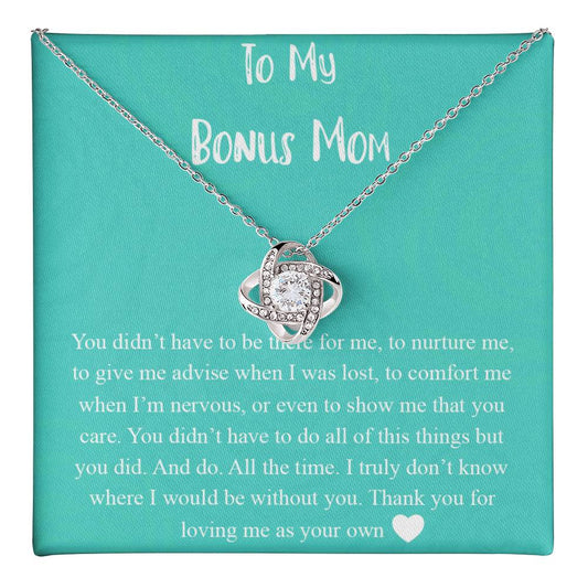 To My Bonus Mom Necklace, Mother's Day Gift for Step Mom, Love Knot Necklace