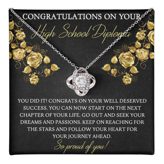 High School Diploma Graduation Love Knot Necklace, Grad Gift Jewelry For Her, Knot Pendant Gift On Phd Graduation Gift Graduating Class Of 2025 Graduation Gift, High School Diploma Gift Necklace Love Knot Necklace 6323