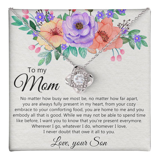 To My Mom Love Your Son Necklace, Meaningful Gift Necklace for Mom, To My Mom Love Knot Necklace, Jewelry Gift For Women, Pendant Gift for Mom, Son to Mom Jewelry Mom Gift Necklace on Mother's Day Love Knot Necklace 6323