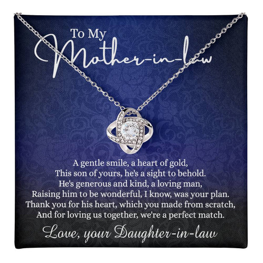 To My Mother in Law Gift Necklace, Mother in Law Love Knot Necklace Gift From Daughter In Law, Jewelry Gift For Women, To My Mother-in-law on Wedding Day Mother's day Necklace Gift Birthday For Mom Love Knot Necklace 6323