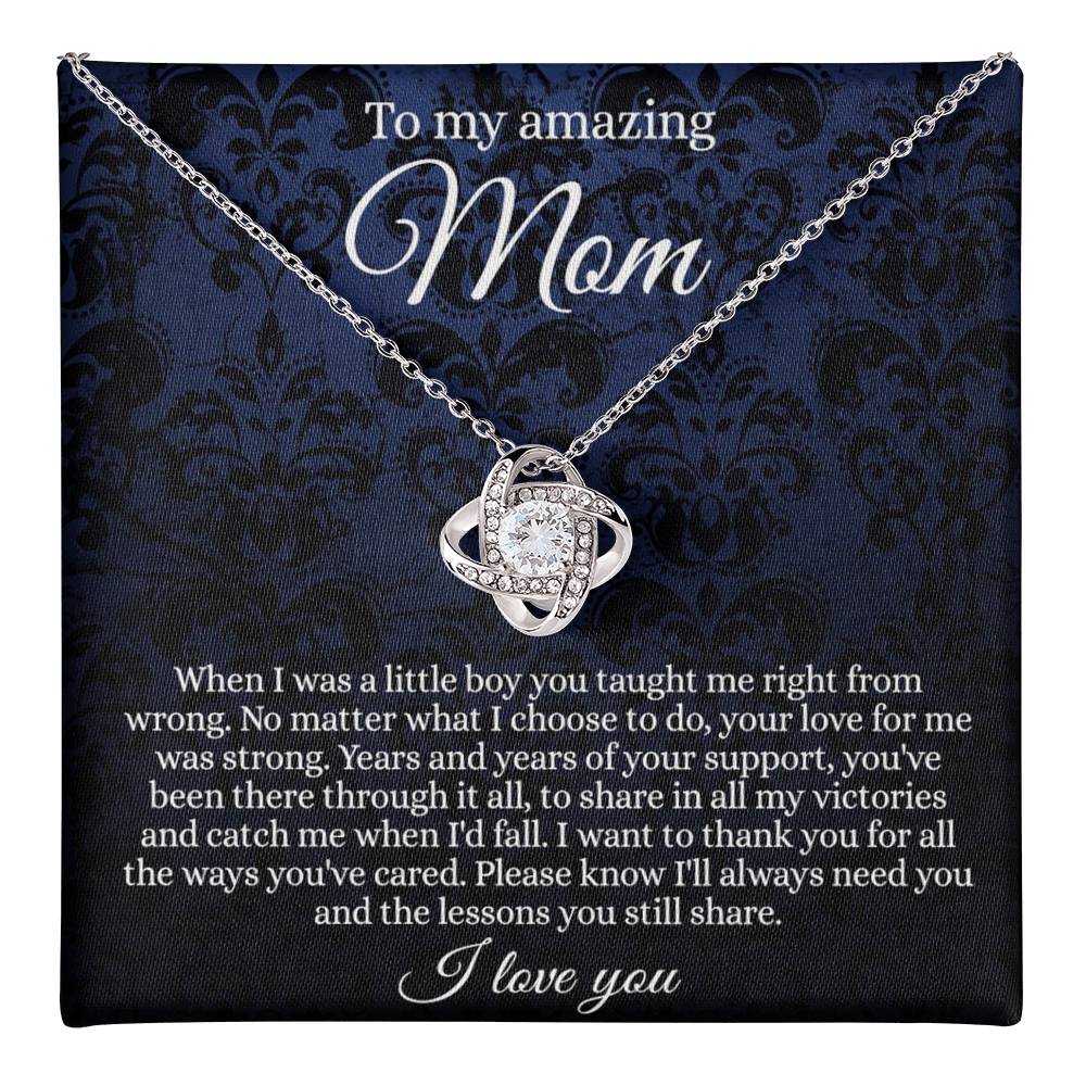 Gift Necklace for Mom, To My Amazing Mom Love Knot Necklace Card And Box, Mother’s Day Necklace Gift For Mom From Daughter, Son, Thank You Mom Gift Necklae Custom Jewelry Necklace For Mom I Love You Love Knot Necklace 6323
