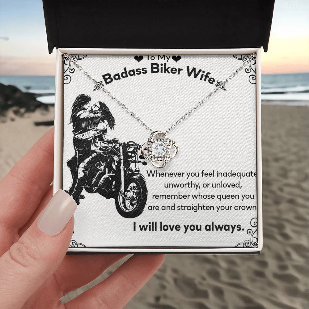 Wife Necklace Gift From Man, To My Badass Biker Wife Necklace From Husband Valentines Day Necklace Gift Anniversary Jewelry with Message Card and Gift Box Gift for Wife Gift Necklace Love You Always