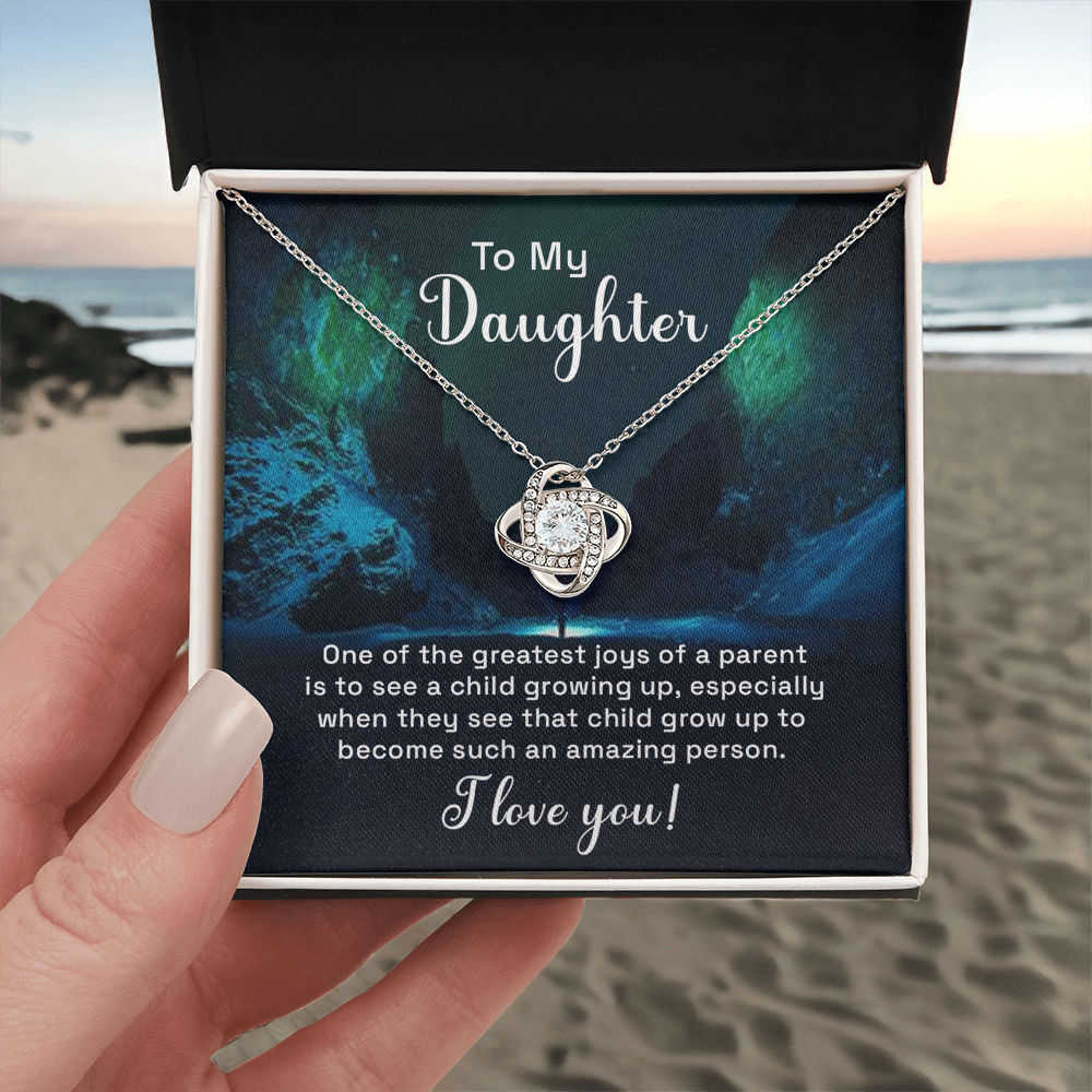 To My Daughter Love Knot Necklace From Parent, Daughter Gift Necklace From Mom, Step Daughter Necklace, Gift Necklace For Stepdaughter, Bonus Daughter Gifts, Step Daughter Gifts Love Knot Necklace