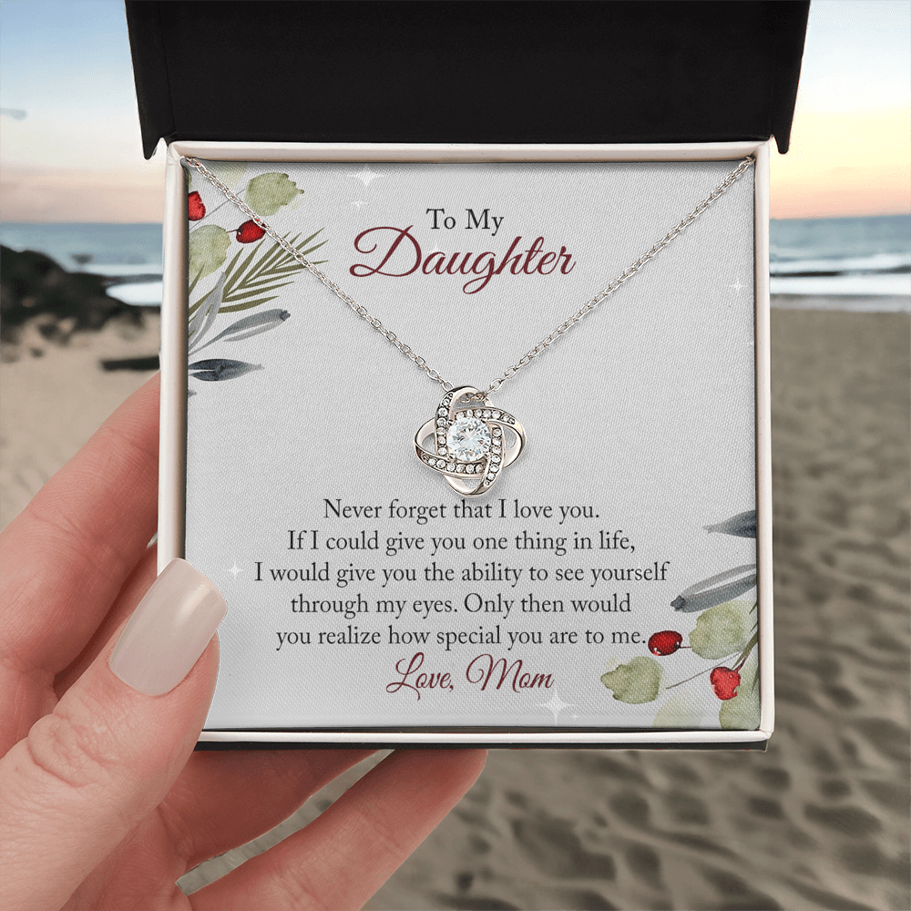 To My Daughter Necklace From Mom, Christmas Necklace with Message Card and Gift Box For Daughter, Mother And Daughter Necklace Gift On Birthday Wedding Graduation Gift Never Forget Necklace