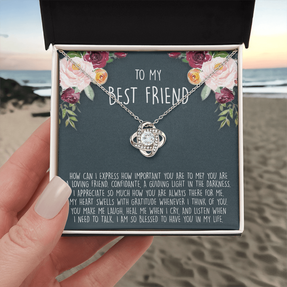 To My Best Friend Gift Necklace From Friend - BFF Gift Necklace, Gifts Pendant For BFF, Love Knot Necklace Gift For Friend, BFF With Message Card and Gift Box Necklace On Birthday, Anniversary