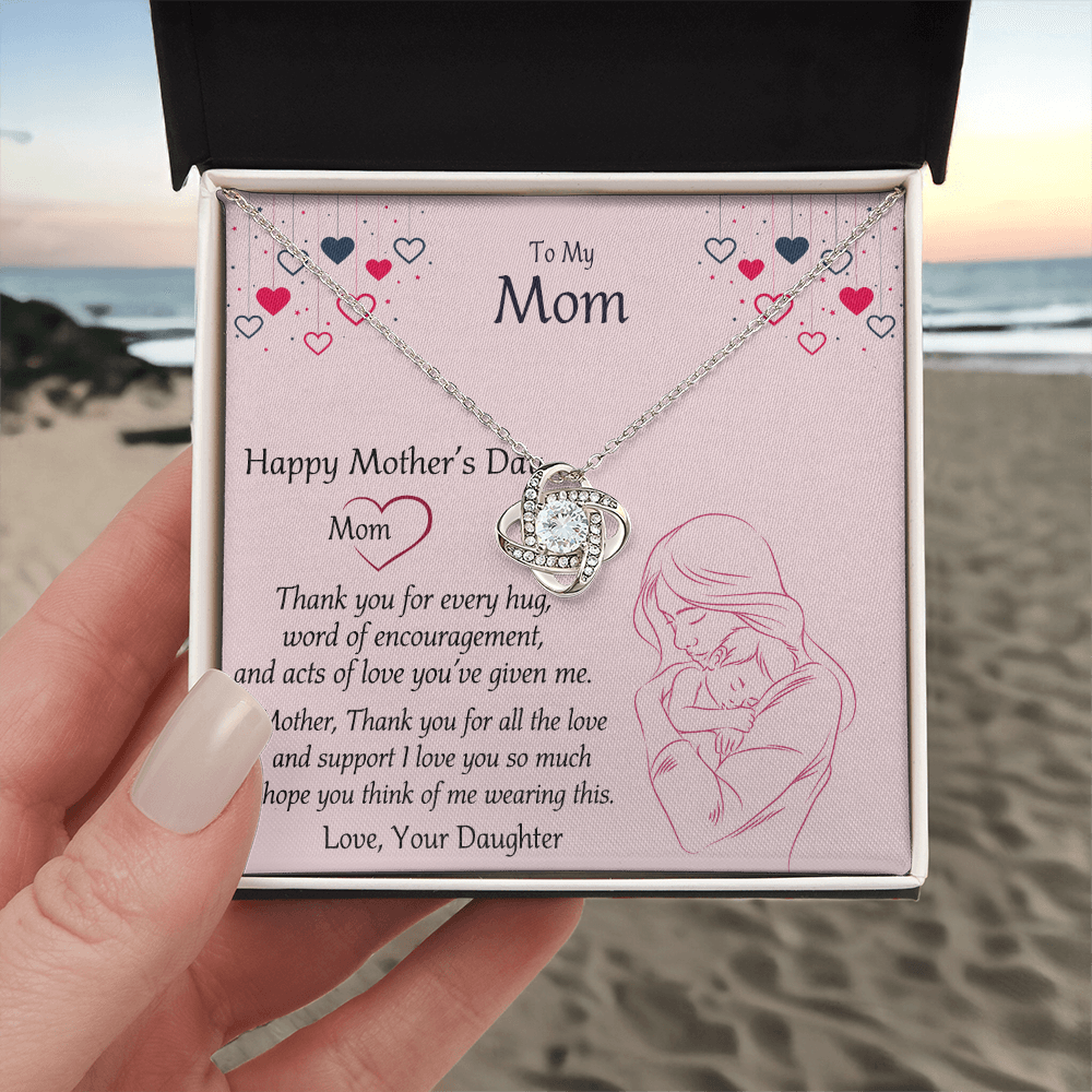Happy Mothers Day Necklace, To My Mom Necklace From Mom, Mother Day Jewelry Gift Personalized Mothers Day Necklace Gifts For Mom Mother To Daughter Thank Gift Love Knot Necklace For Mom Jewelry