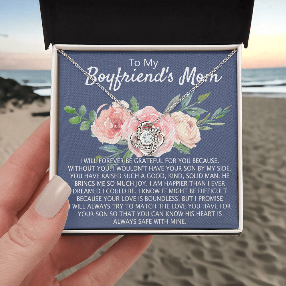 To My Boyfriend's Mom Necklace From Girlfriend, Mother's Day Necklace, Birthday For Boyfriend's Mom, Boyfriend's Mom Love Knot Necklace Jewelry For Women Gifts For Boyfriends Mom From Girlfriend Mom