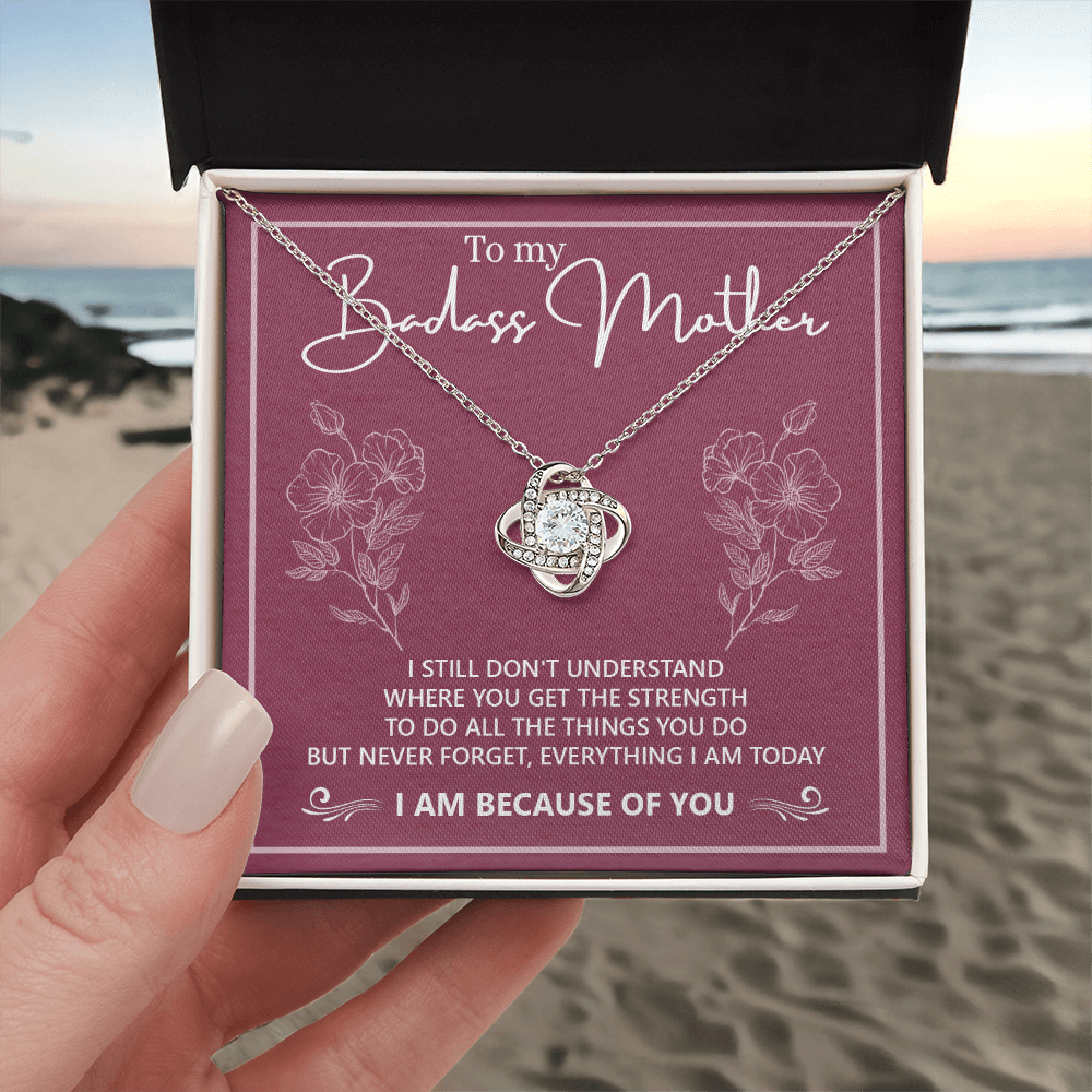 Badass Mother Necklace, To My Badass Mother Love Knot Necklace, Badass Mom Gift Necklace, Badass Mother Necklace Gift From Daughter, Mother's Day Necklace Gift For Mom, Jewelry Gift For Women Badass