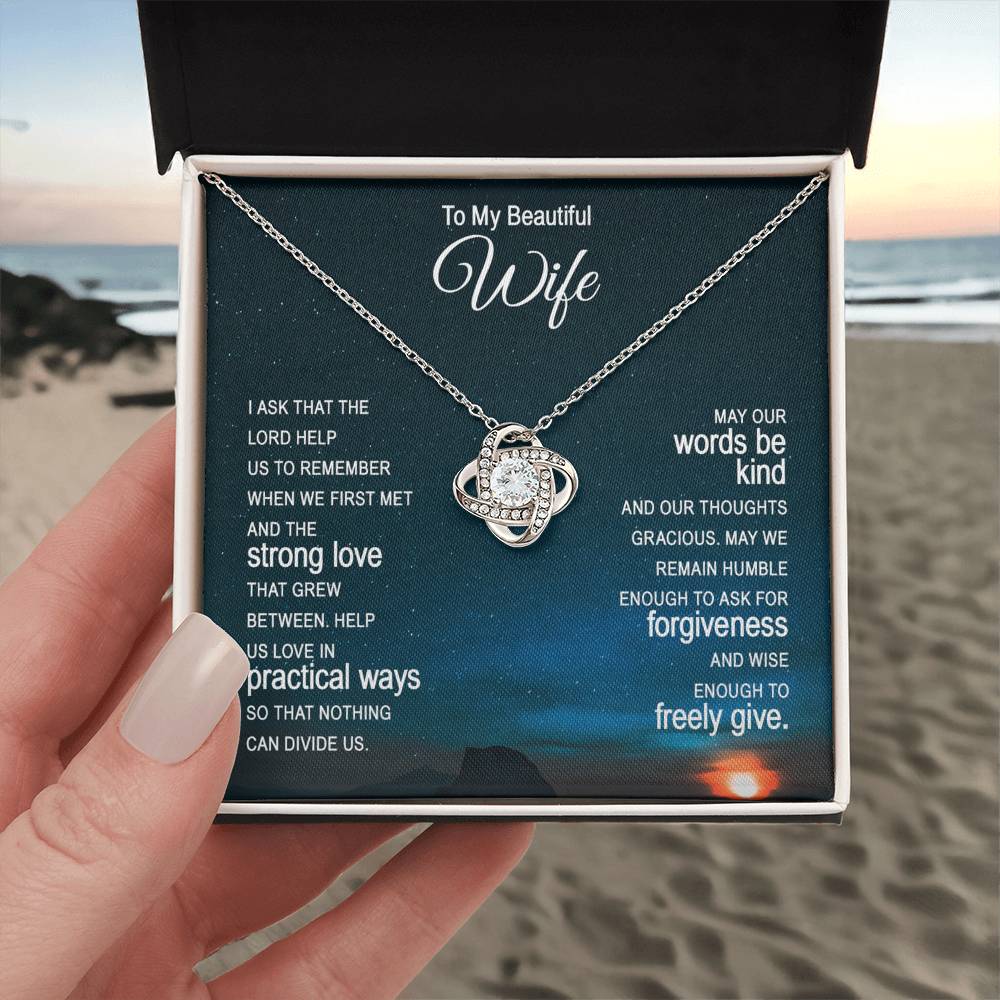 Beautiful Wife Gift Necklace, To My Wife Necklace From Husband, Wife Love Knot Necklace From Husband, Jewelry Gift For Women Badass Wife Gift Necklace, Soulmate Gift Necklace, Strong Love Pendant
