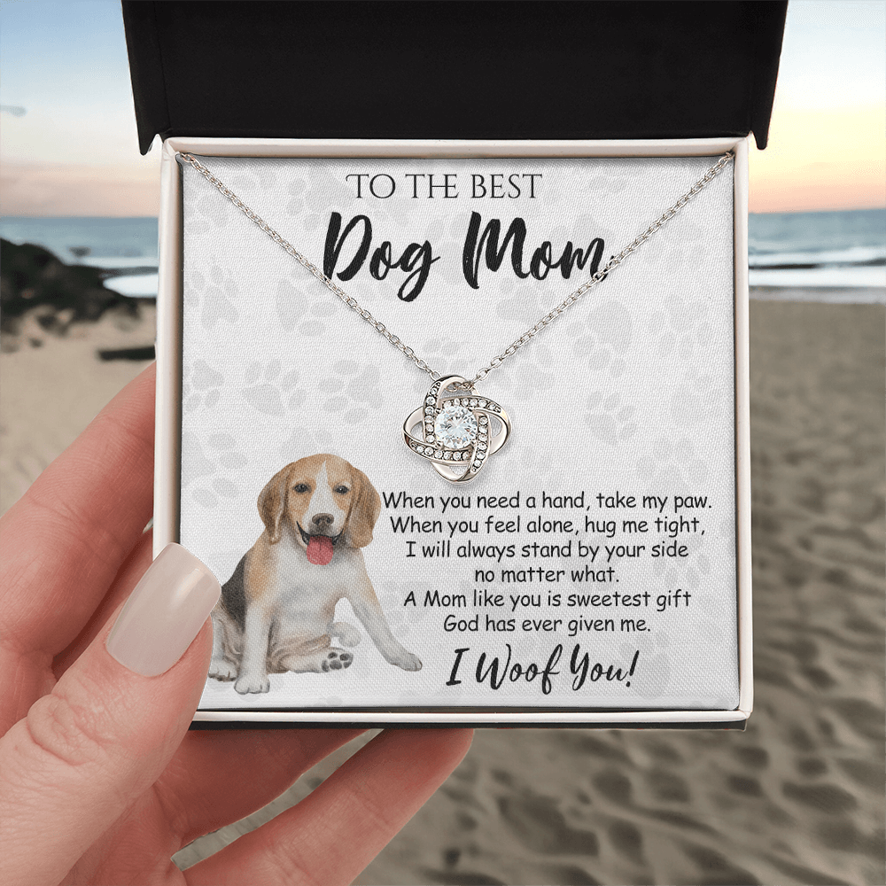 To The Best Dog Mom Knot Lnot Necklace From Daughter Mother's Day Necklace Gift, A Mom Like Beagle Gift Necklace And Message Card Jewelry Gift For Women, Dog Lovers, Beagle Dog Mom Necklace