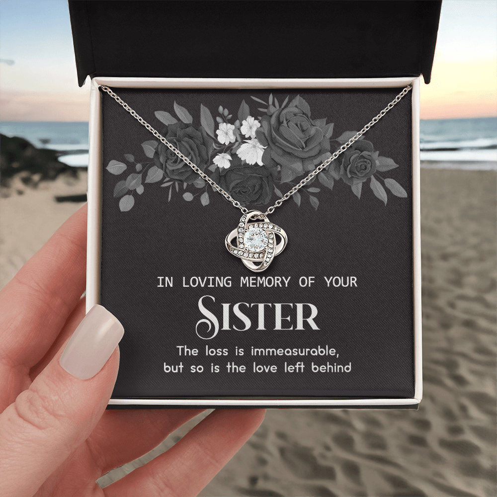 In Memory Of Your Sister Love Knot Necklace, Sympathy Gift Pendant Loss Of Sister, Sympathy Gift Box For Sister, Loss Of Sister Necklace, Loss Of A Sister Necklace, Jewelry Gift for Girls, Women