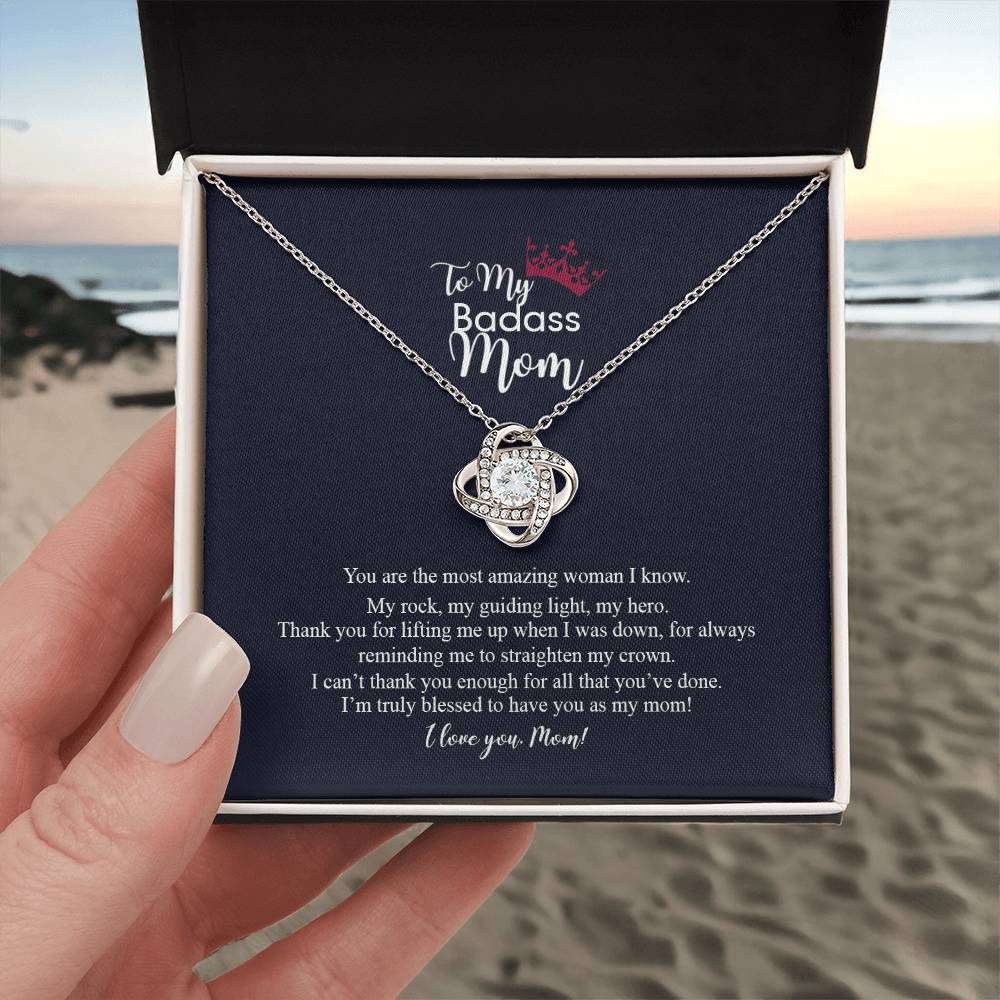 To My Badass Mom Love Knot Necklace, Gift For Mom Mother's Day Birthday Gift