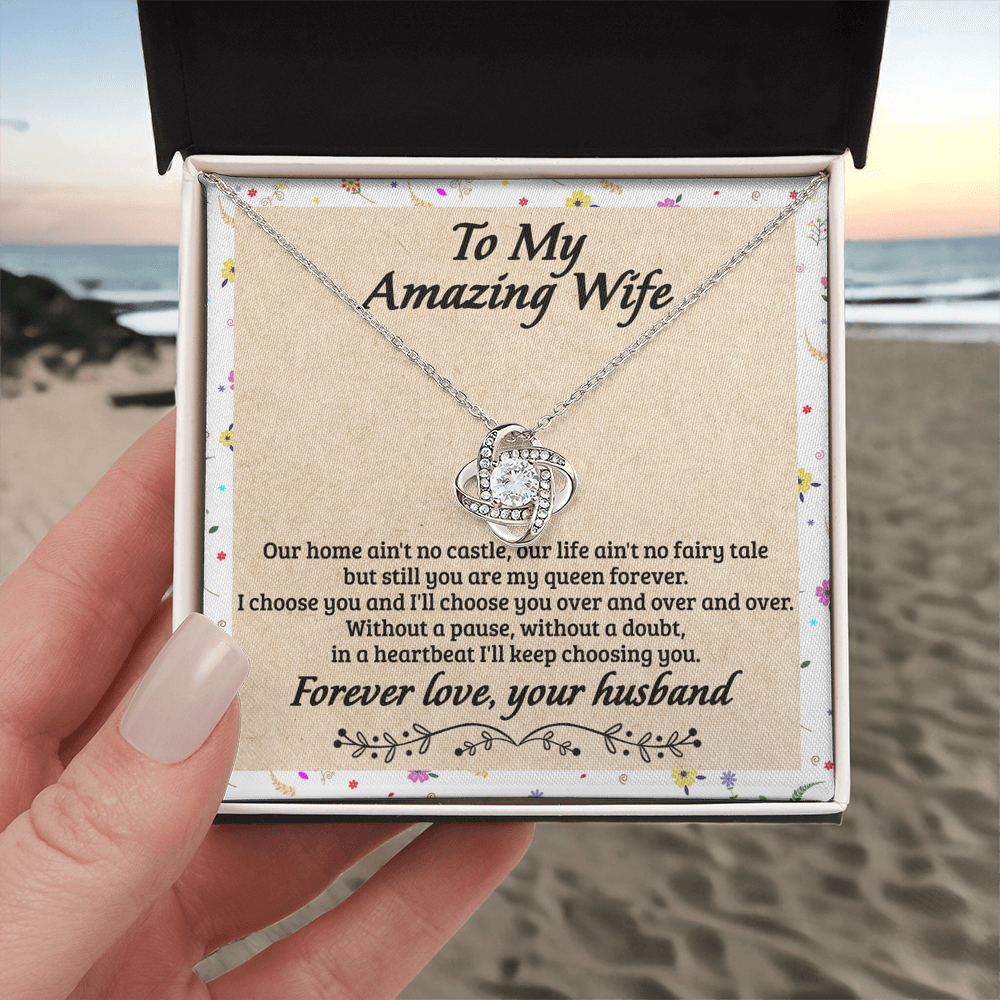 To My Wife Necklace From Husband, Amazing Wife Gift Necklace, Husband And Wife Love Knot Necklace - Necklace For Amazing  Wife From Husband, Wife Necklace On Anniversary, Valentine Day, Christmas