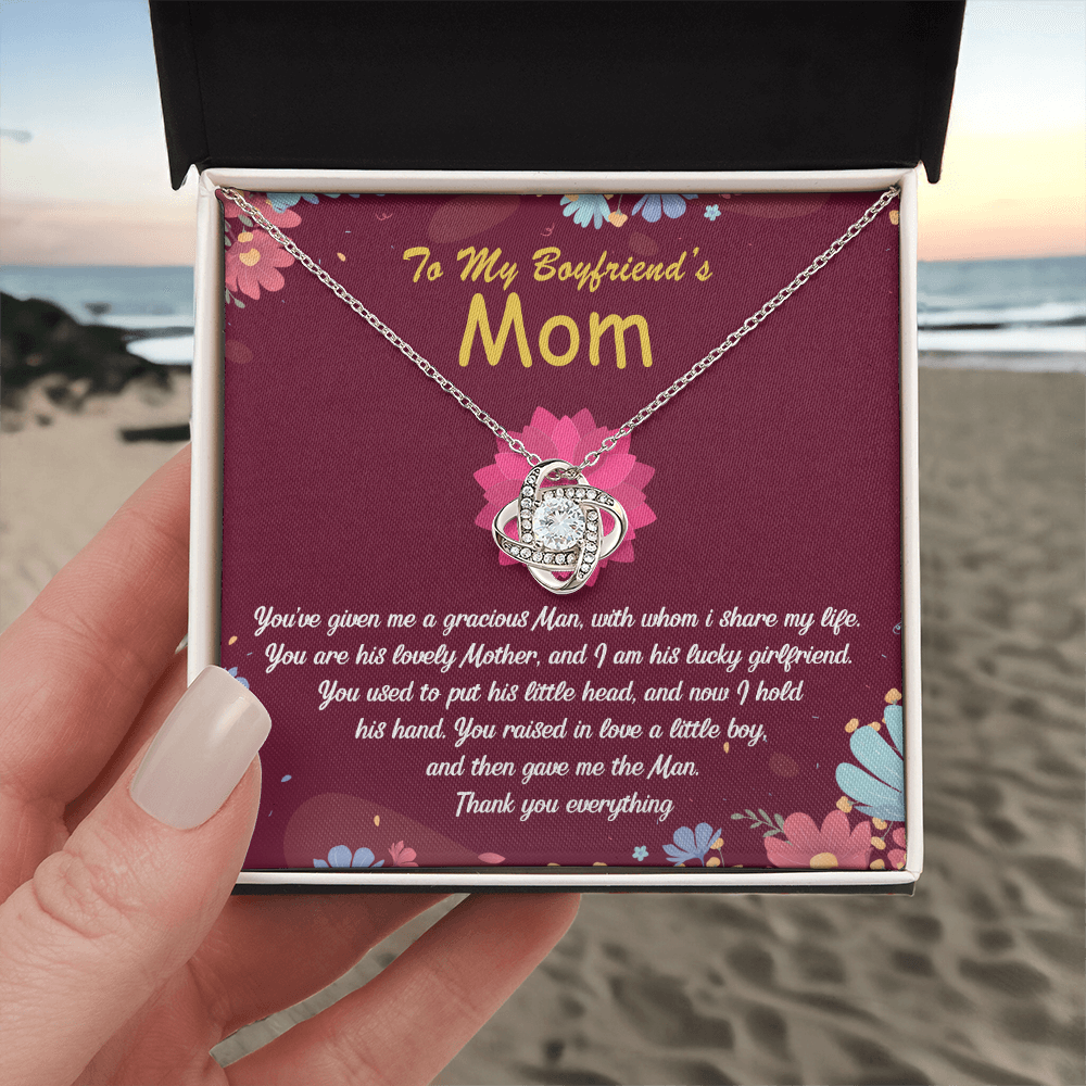 To My Boyfriends Mom Necklace From Girlfriend, Boyfriend's Mom Gift Necklace, Boyfriend Mom Gifts Jewelry For Boyfriend's Mom, Love Knot Necklace Gift For Boyfriends Mom On Mothers Day, Christmas